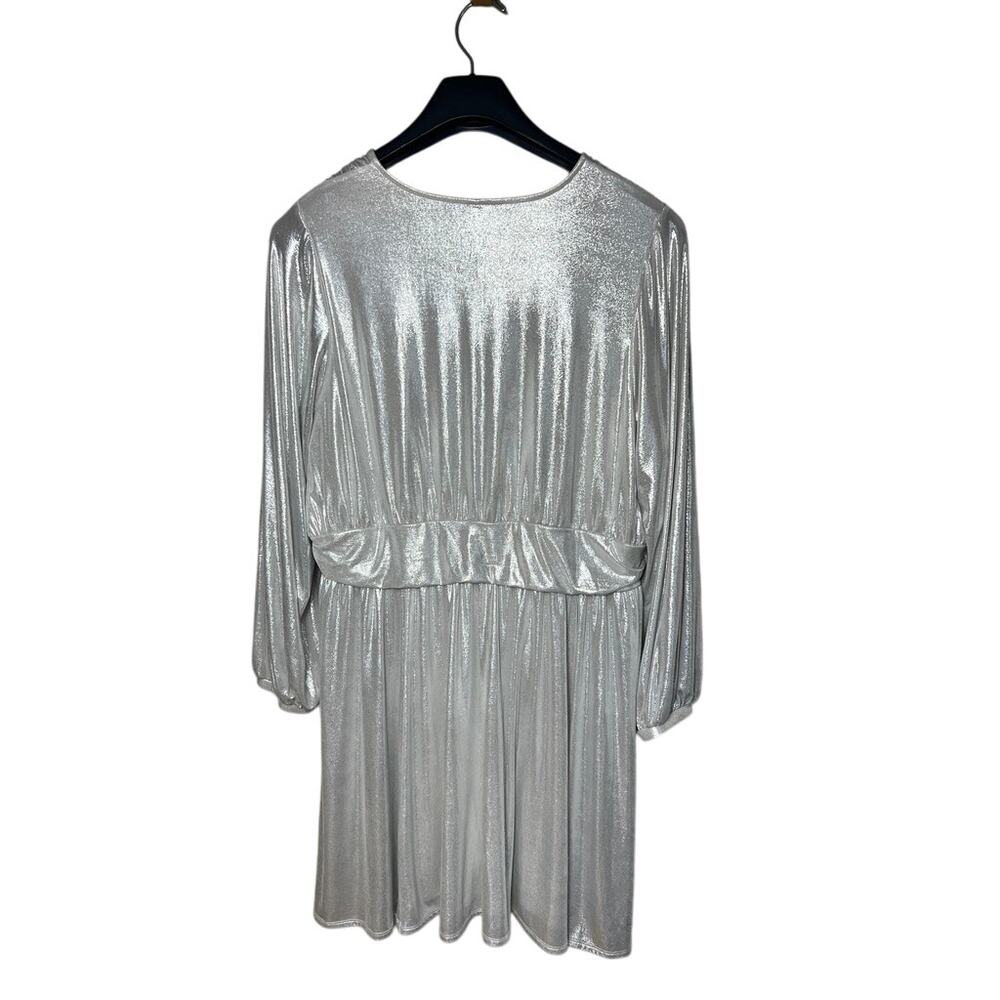 Torrid Mini Liquid Knit Surplice Dress Metallic Silver Party Torrid 3 3XL 22-24 - Picture 9 of 11